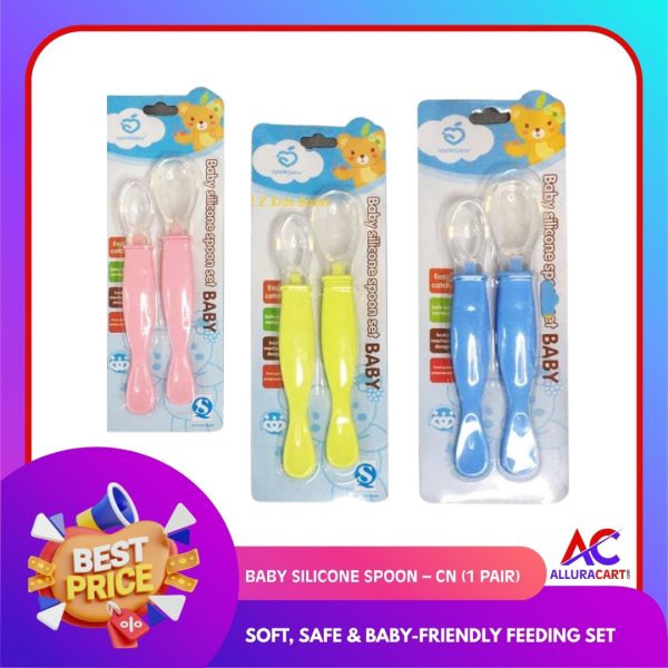 Baby Silicone Spoon – CN (1 Pair) | Soft, Safe & Baby-friendly Feeding Set
