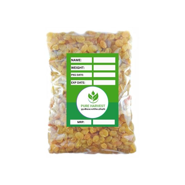 Pure Harvest Kismis Golden Raisin (Seedless) – 1 KG | Premium Quality Dry Fruits