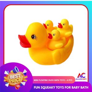 Mini Floating Duck Bath Toys – 4 Pcs | Fun Squeaky Toys for Baby Bath