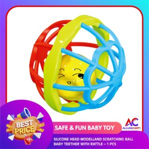 Silicone Head Modelland Scratching Ball Baby Teether with Rattle – 1 pcs | Safe & Fun Baby Toy