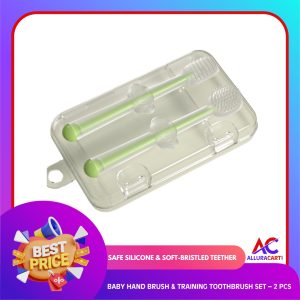 Baby Hand Brush & Training Toothbrush Set – 2 pcs | Safe Silicone & Soft-bristled Teether