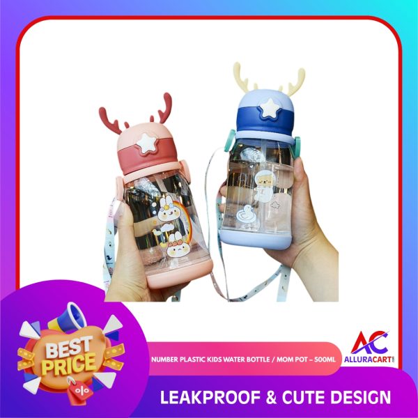 Number Plastic Kids Water Bottle / Mom Pot – 500ml | Leakproof & Cute Design