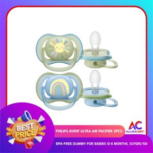 Philips Avent Ultra Air Pacifier 2Pcs – BPA-Free Dummy for Babies (0-6 Months, SCF085/58)
