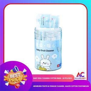 Baby Oral Cleaning Cotton Swab – 30 Pcs/Box | Newborn Tooth & Tongue Cleaner, Gauze Cotton Toothbrush