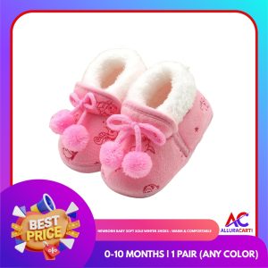 Newborn Baby Soft Sole Winter Shoes – Warm & Comfortable | 0-10 Months | 1 Pair (Any Color)