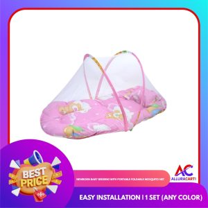 Newborn Baby Bedding with Portable Foldable Mosquito Net – Easy Installation | 1 Set (Any Color)