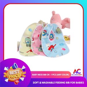 Baby Neck Bib CN – 1 Pcs (Any Color) | Soft & Washable Feeding Bib for Babies
