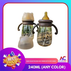 Nano Color PPSU Wide-Neck Feeding Bottle with Handle – 240ml (Any Color)