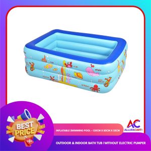 Inflatable Swimming Pool – 130cm x 85cm x 55cm | Outdoor & Indoor Bath Tub | Without Electric Pumper