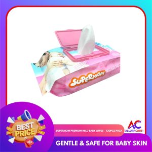Supermom Premium Mild Baby Wipes – 120pcs Pack | Gentle & Safe for Baby Skin