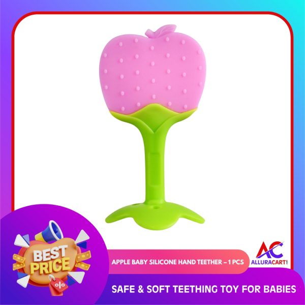 Apple Baby Silicone Hand Teether – 1 Pcs | Safe & Soft Teething Toy for Babies