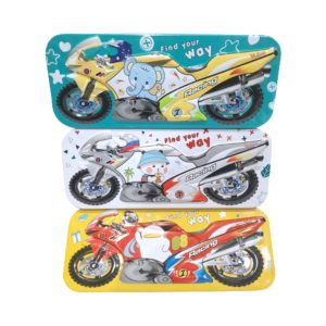Metal Pencil Box for Kids – Racing Bike Design | Durable & Stylish Stationery Organizer (Any Color)